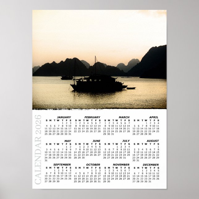 Poster 2026 Sunset Calendar, Halong Bay, Vietnam (Frente)