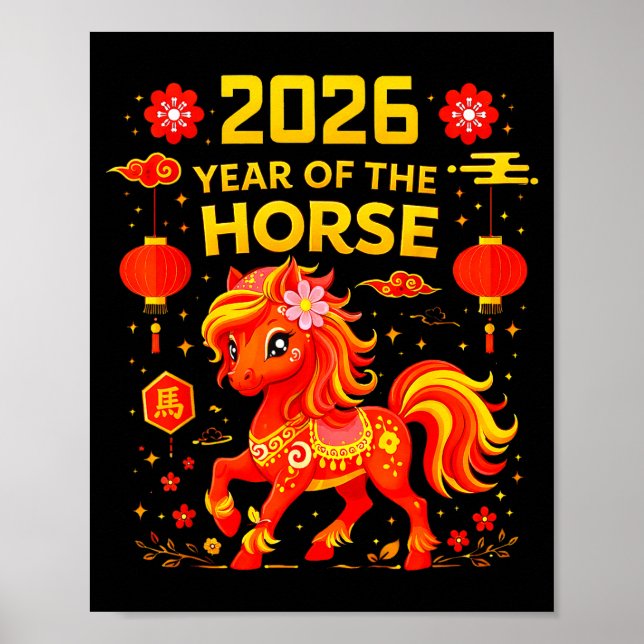 Poster 2026 Year Of The Horse Lunar New Year 2026 Chinese (Frente)