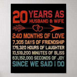 Poster 20 Anos Como Marido & 20 de Esposa Aniversário