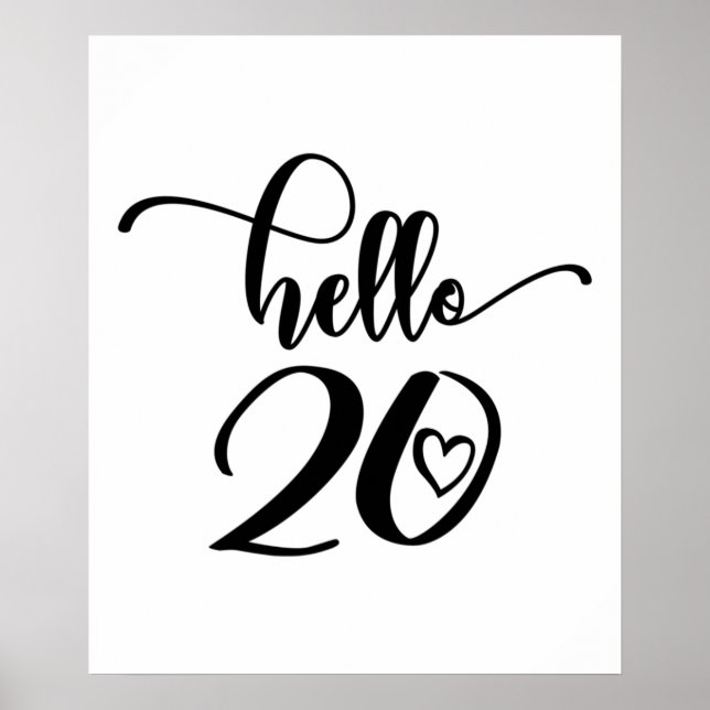 Poster 20 Birthday Women Olá 20 Bons 20 Anos (Frente)
