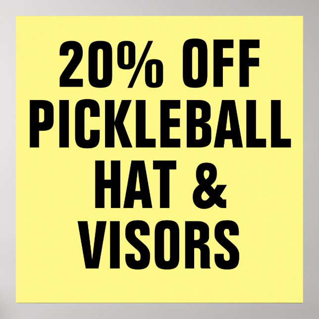 Poster 20% DE Chapéus e Visores de Pickleball (Frente)