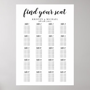 Poster 20 Gráfico de Assentos Convidados de Casamento Gr