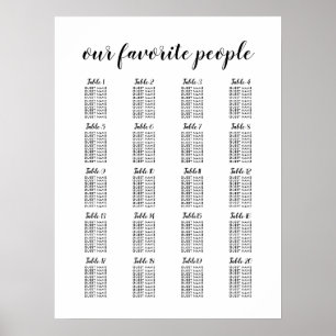 Poster 20 Gráfico de Assentos Convidados de Casamento Gr