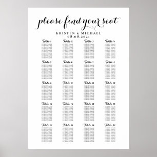 Poster 20 Gráfico de Assentos Convidados de Casamento Gra