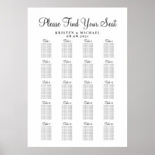 Poster 20 Gráfico de Assentos Convidados de Casamento Gra