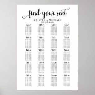 Poster 20 Gráfico de Assentos Convidados de Casamento Gra