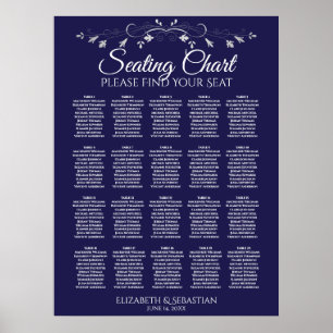 Poster 20 Gráfico de Casamento Azul Marinho Elegante Mesa