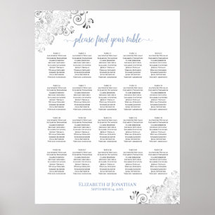 Poster 20 Mesa Franjado Gráfico de Assentos de Casamento 