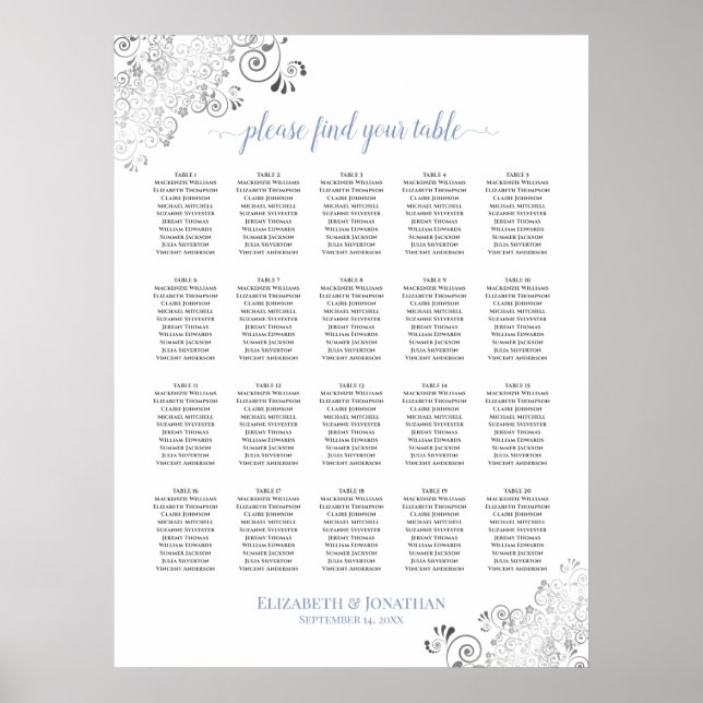 Poster 20 Mesa Franjado Gráfico de Assentos de Casamento  (Frente)