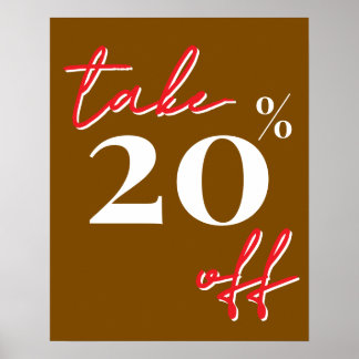 Poster 20% Off Sale Sign, Brown Sale