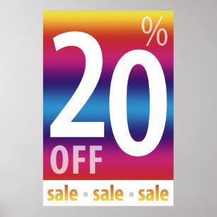 Póster 20% poderoso FORA do sinal   da VENDA colorido