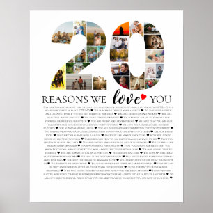 Poster 20 razões pelas quais amamos você aniversário de c