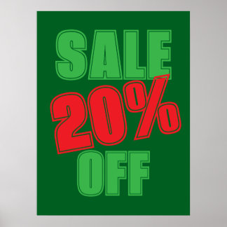 Poster 20% Sale Sign, Green and Red Christmas Sale