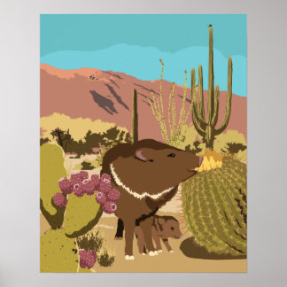 Poster 20"x16" no sudoeste de Javelina