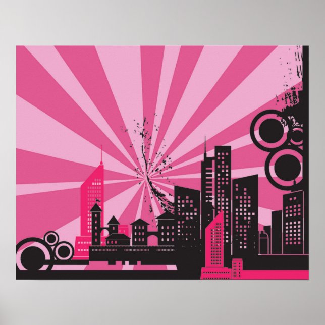 Póster 20x16, Abstrato, Arte de Parede da Cidade Rosa (Frente)