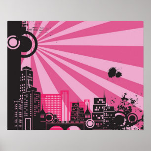 Póster 20x16, Abstrato, Arte de Parede da Cidade Rosa