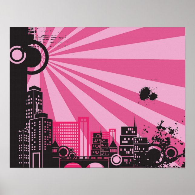 Póster 20x16, Abstrato, Arte de Parede da Cidade Rosa (Frente)