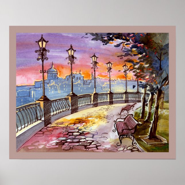 Poster 20x16 Abstrato City Scene Wall Art (Frente)