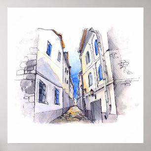 Póster 20x20 Arte de Muro de Cena na Cidade do Abstrato