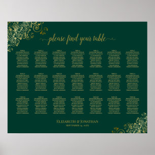 Poster 21 Gráfico de Casamento de Mesa Emerald Green Dou