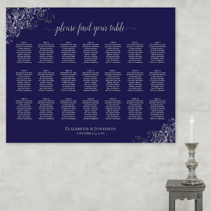Poster 21 Gráfico de Casamento de Mesa Prata no Marinho A