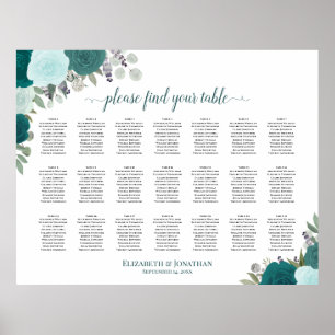 Poster 21 Mesa Teal Boho Sentado Floral
