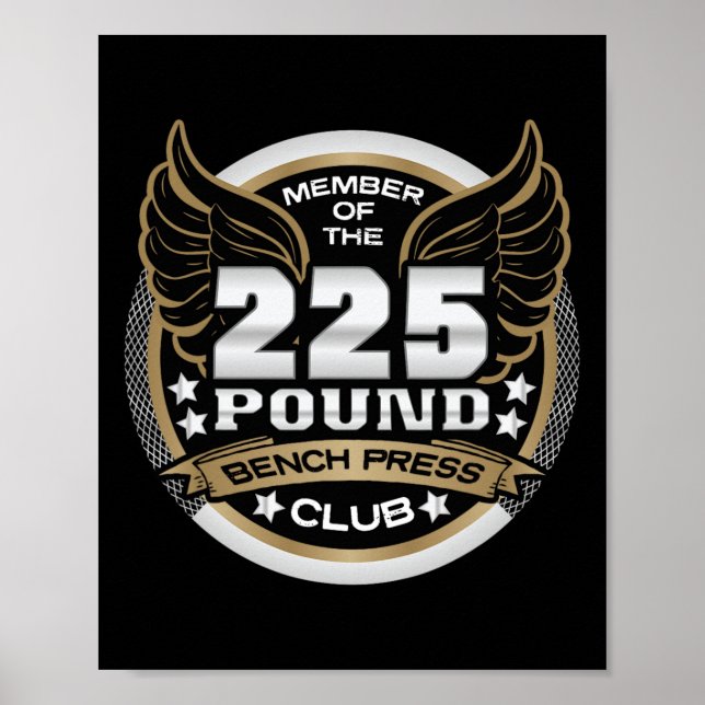 Poster 225 Pound Bench Press Club For Powerlifter Weightl (Frente)