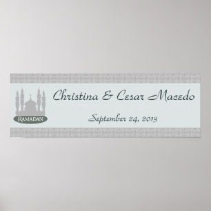 Póster 22,5"x7,5" - Banner personalizado Azul-Islâmico