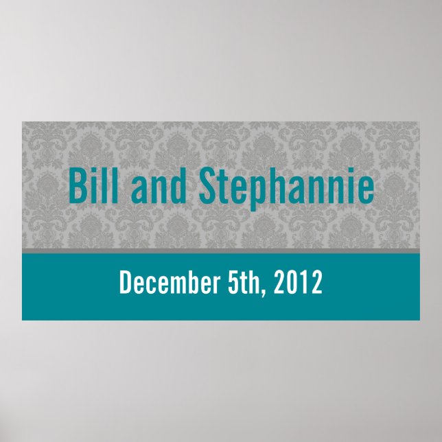 Poster 22,5"x7,5" - Cinza personalizada de faixa moderna (Frente)