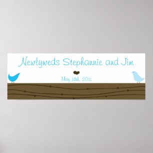 Póster 22,5"x7.5" - Pássaros personalizados de banner