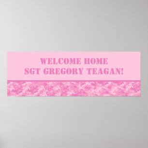 Póster 22,5" x7.5" personalizaram ACU cor-de-rosa Camo do