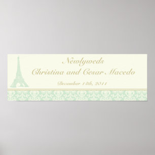 Póster 22,5" x 7,5" personalizaram o damasco Paris da