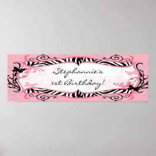 Póster 22,5"" zebra personalizada da borboleta da