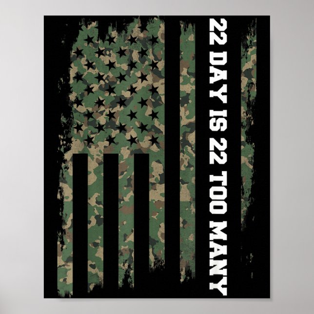 Poster 22 A Day Veteran Lives Army Suicide Awareness  (Frente)
