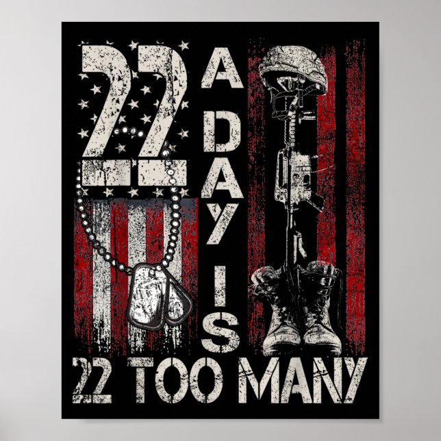 Poster 22 Day Is 22 Too Many Help Veterans Veteran Lives  (Frente)