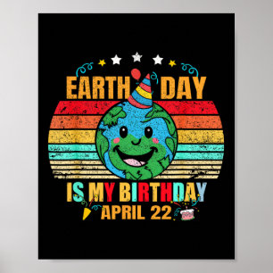 Poster 22 de abril Feliz Dia da Terra É Meu Aniversário E