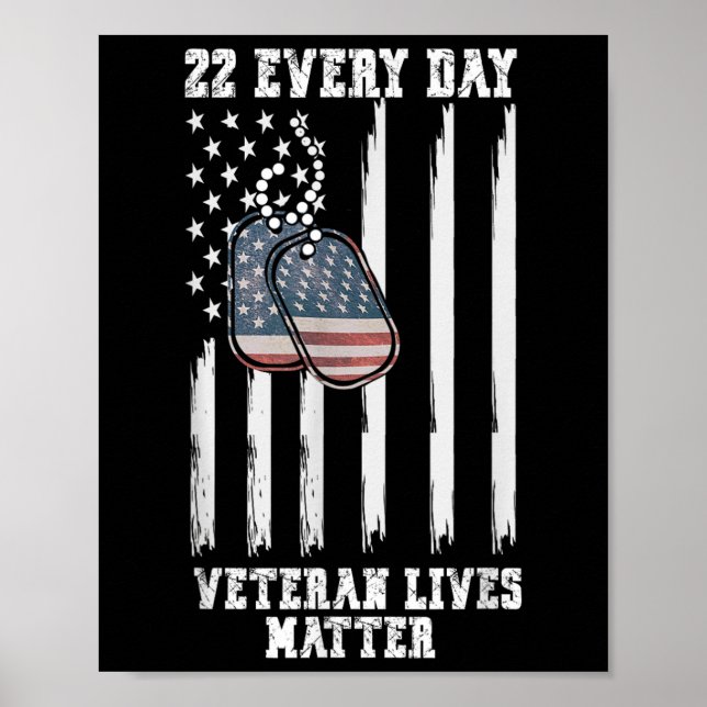 Poster 22 Every Day Veteran Lives Suicide Awareness  (Frente)
