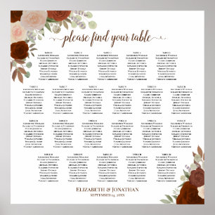 Poster 22 Gráfico de Assentos de Casamento Chic Floral de