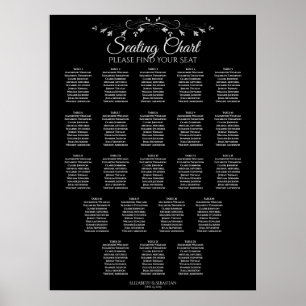 Poster 22 Gráfico de Assentos de Casamento Negro Elegante