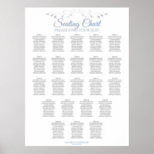 Poster 22 Gráfico de Casamentos Azul Elegante Mesa e Cinz