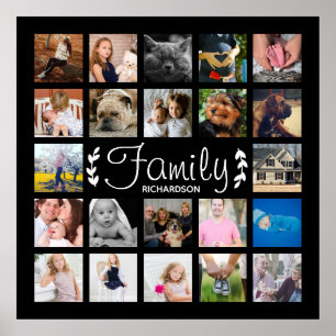 Poster 22 louros modernos da colagem da foto de família