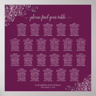 Poster 22 Mesa Carta de Assentos de Casamento Lacy Prata 