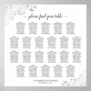 Poster 22 Mesa Lacy Prata Branco Casamento Carta de Assen