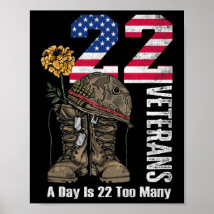 Poster 22 Por Dia É 22 Demasiados Veteranos Sensibilizaçã