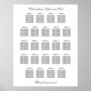 Poster 23 Tabela Gráfico de Assentos Minimalista Elegante