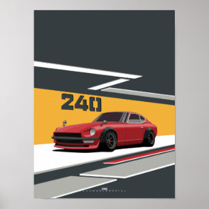 Poster 240Z Classic Red Desempenho Japonês