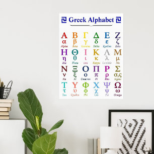 Poster 24 Crianças Letras Grécia Alfabeto Grego Vertica