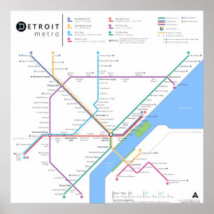 Poster 24" do metro de Detroit x 24" (padrão,