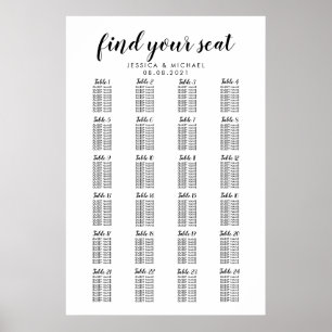 Poster 24 Gráfico de Assentos Convidados de Casamento Gra