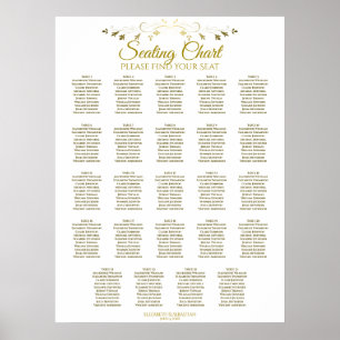 Poster 24 Gráfico de Assentos de Casamento Dourado Simple